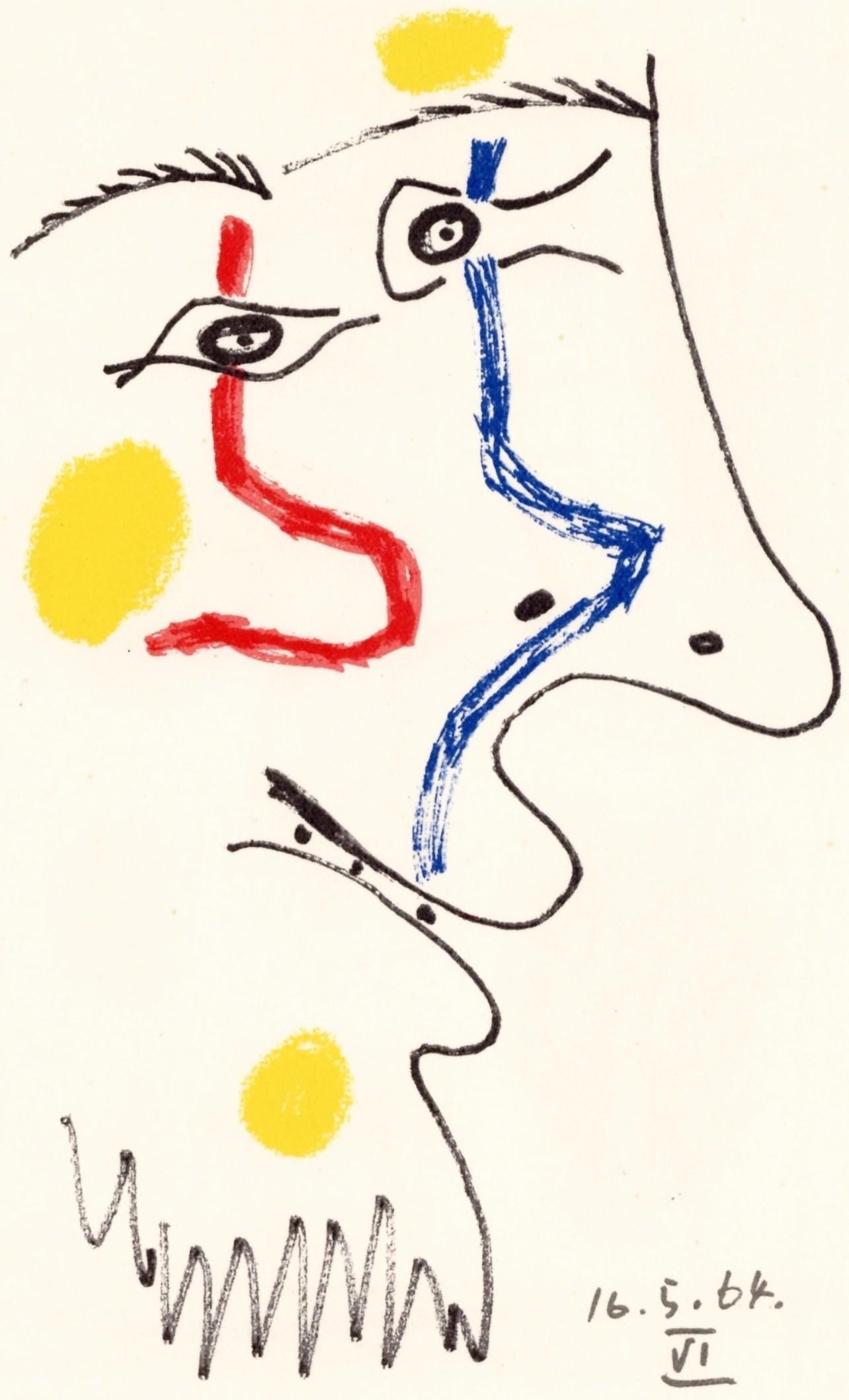 Pablo Picasso, 16.5.64. VI (Cramer 148), Le Gout du Bonheur, Limited Edition Mixed Media Lithograph (1 of 4)