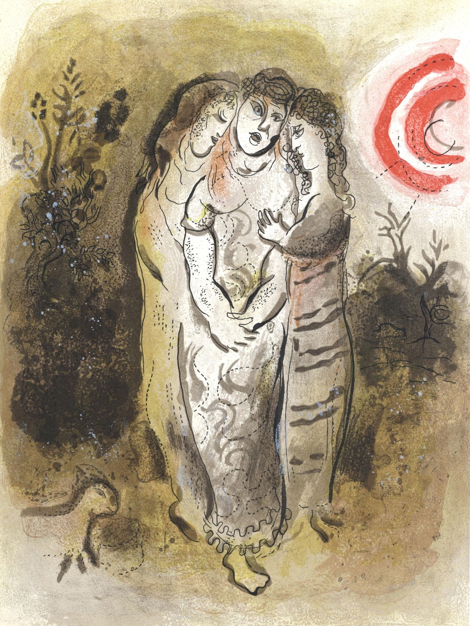 Marc Chagall, Noemie et ses Belles-Filles (Mourlot 117-46; Cramer 25), Dessins Pour La Bible, Verve, (1 of 4)