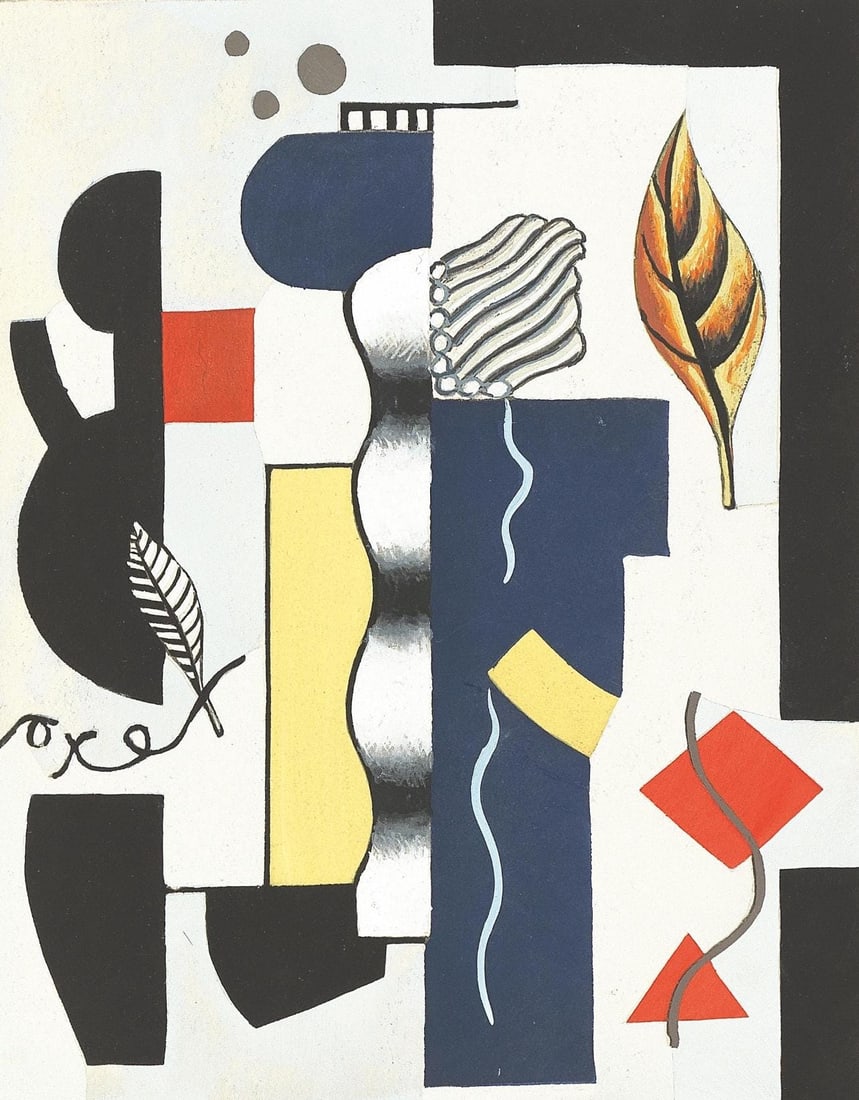 Fernand Leger, Composition, Limited Edition Lithograph: Lithograph and Stencil on velin de Torpes paper. Paper Size: 11.14 x 9.055 inches. Excellent condition. Unsigned and unnumbered, as issued. Notes: From the volume, Fernand Leger, Les grands peintres d