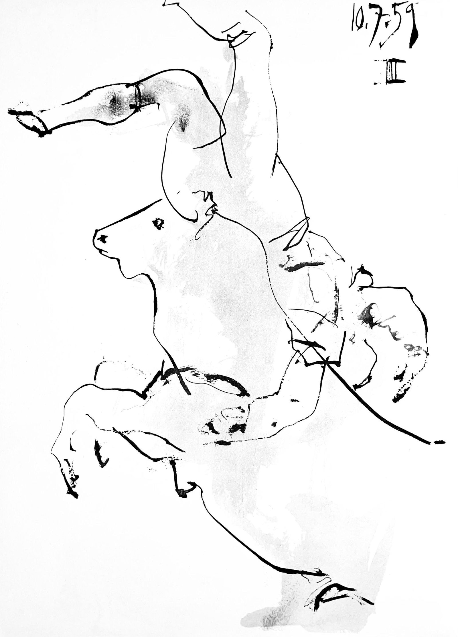 Pablo Picasso, Composition (Bloch 1276; Czwiklitzer 23), Toros y Toreros, Limited Edition Lithograph: Heliogravure on velin paper. Paper Size: 14.75 x 10.5 inches. Inscription: Unsigned and unnumbered, as issued. Notes: From the album, Pablo Picasso, Toros y toreros, 1961. Published by Les Editions