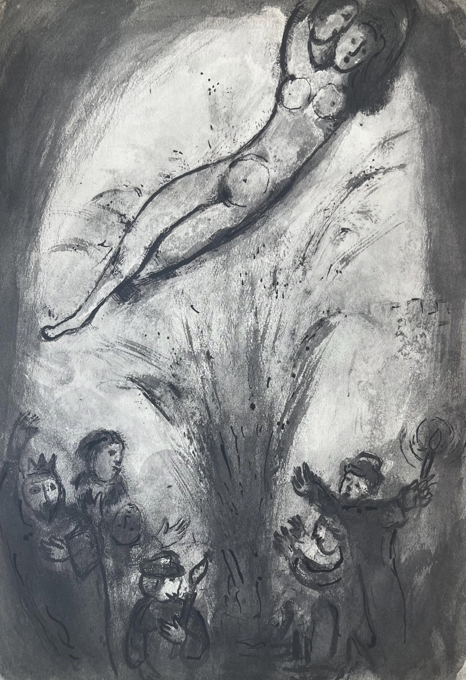 Marc Chagall, Composition, Contes de Boccace, Verve: Revue Artistique et Litteraire, Limited Edition: Lithograph on velin des Papeteries du Marais paper. Unsigned and unnumbered. Paper Size: 13.94 x 10.31 inches. Excellent condition. Notes: From the volume, Verve: Revue Artistique et Litteraire, Vol.