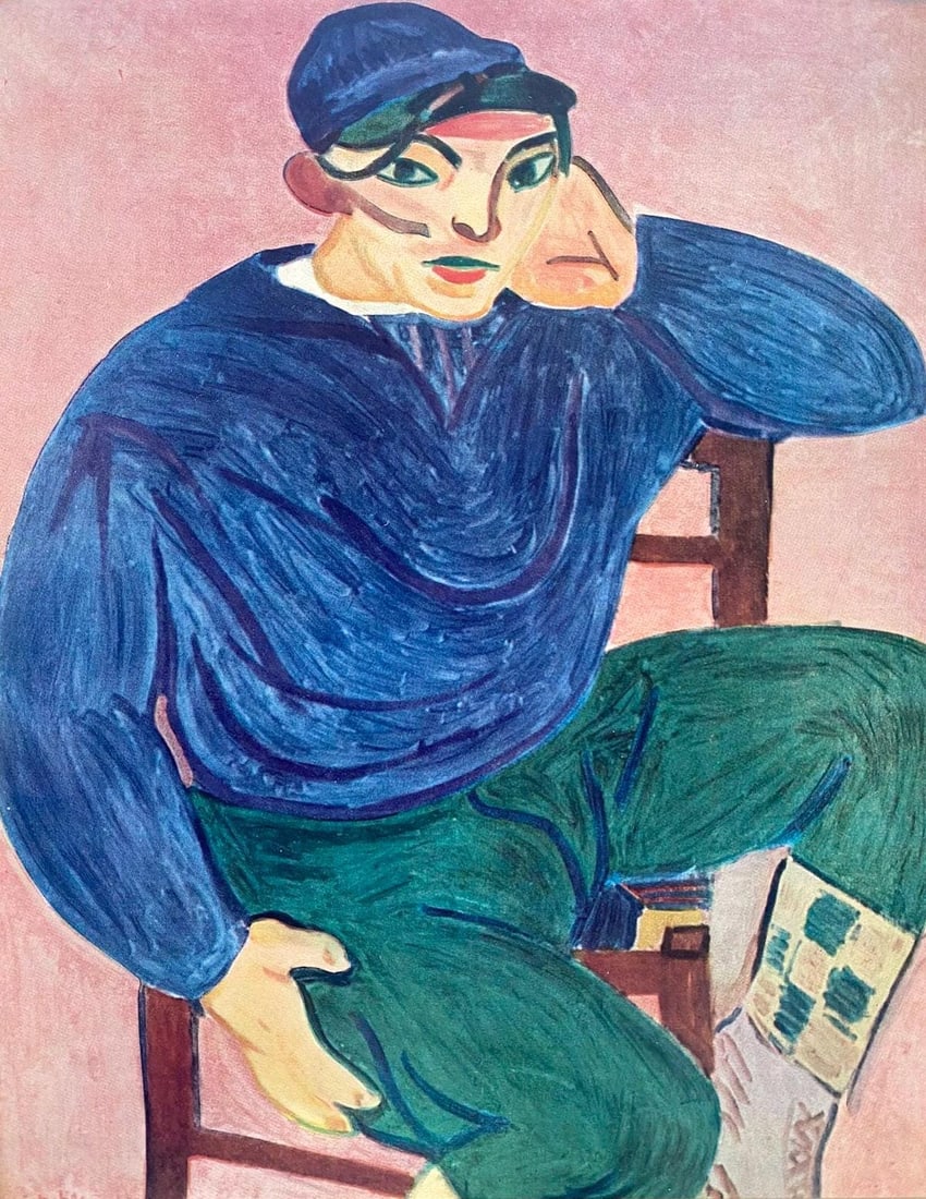 Henri Matisse, Le Jeune Matelot, Portraits par Henri Matisse, Limited Edition Lithograph: Lithograph on velin paper, mounted on velin paper backing sheet, as issued. Paper Size: 12 x 9.25 inches; image size: 9.05 x 7.48 inches. Inscription: Unsigned and unnumbered, as issued. Condition: Ve