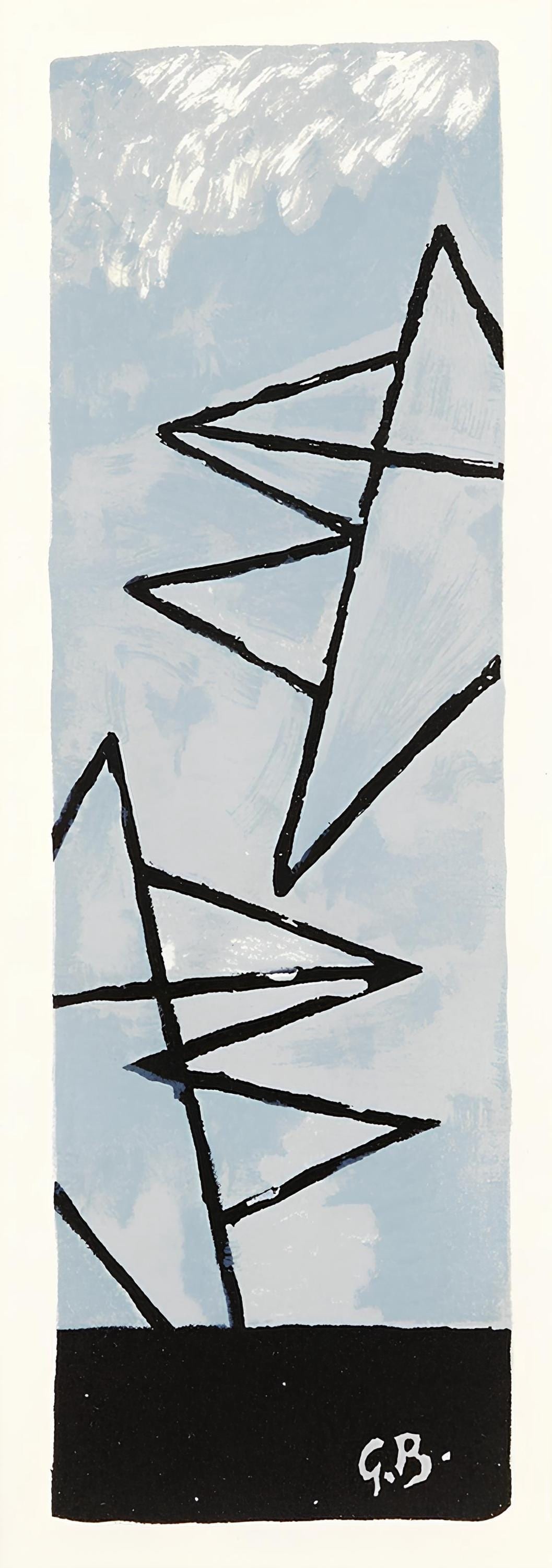 Georges Braque, Ciel gris I (Maeght 1032), Derriere le miroir, Limited Edition Lithograph: Lithograph on velin paper. Paper Size: 15 x 11 inches. Excellent condition. Inscription: Unsigned and unnumbered, as issued. Notes: From Derriere le miroir, N deg 115, 1959. Published by Aime Maeght,