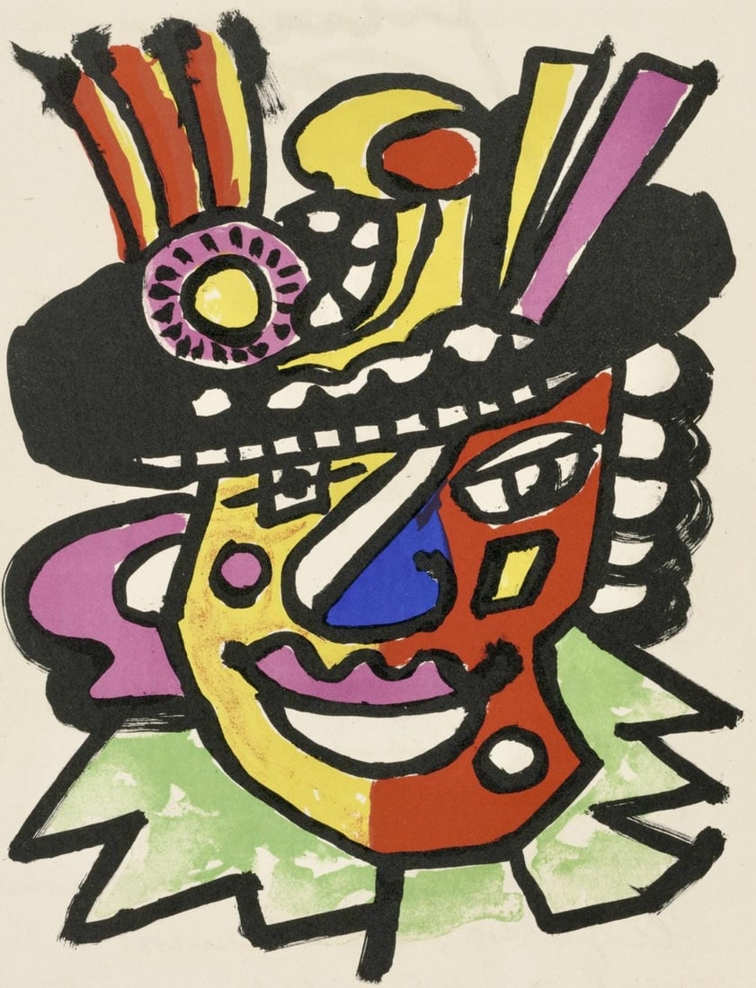 Fernand Leger, Composition, Cirque, Lithographies Originales, Limited Edition Lithograph: Lithograph on velin d'Arches paper. Paper size: 16.63 x 12.69 inches. Excellent condition. Unsigned and unnumbered, as issued. Notes: From the folio, Cirque, Lithographies Originales, 1950. Published