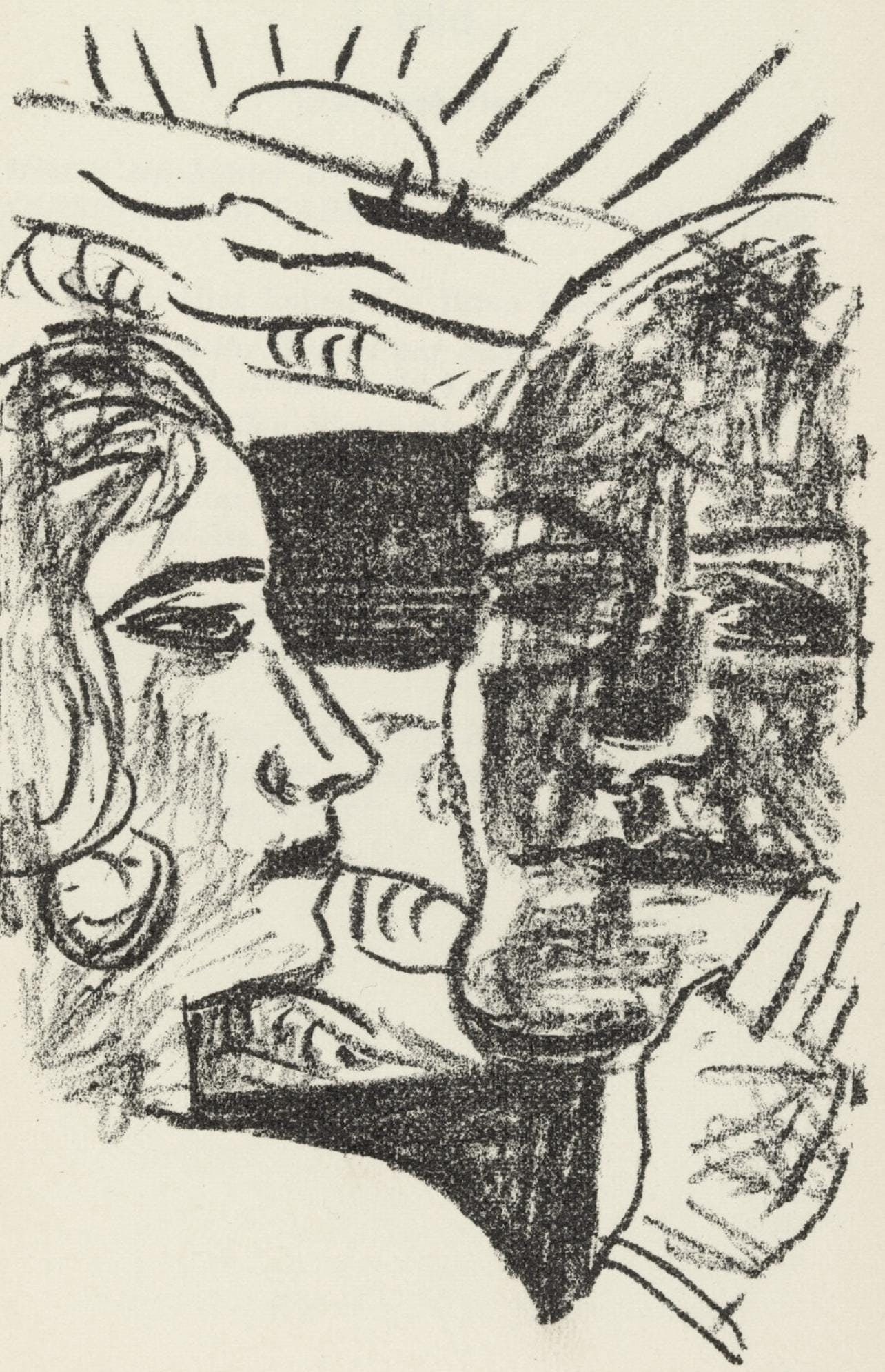 Max Beckmann, Composition (Gallwitz 286; Hofmaier 323-329; Rifkind 150 1-7), Der Mensch ist kein: Lithograph on Van Gelder Zonen Butten paper. Paper size: 8.6875 x 5.3125 inches. Excellent condition. Unsigned and unnumbered, as issued. Notes: From the album, Der Mensch ist kein Haustier, 1937.