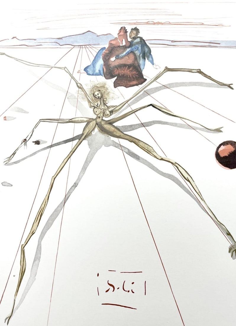 Salvador Dali, Fegefeuer XVII (Michler/Lopsinger 1039-1138; Field 189-200), Die Gottliche Komodie,: Woodcut in colors on velin de Rives BFK paper, mounted on velin d'Arches support, as issued. Paper size: 13 x 10.375 inches. Inscription: Signed in the block, and unnumbered, as issued. Catalogue