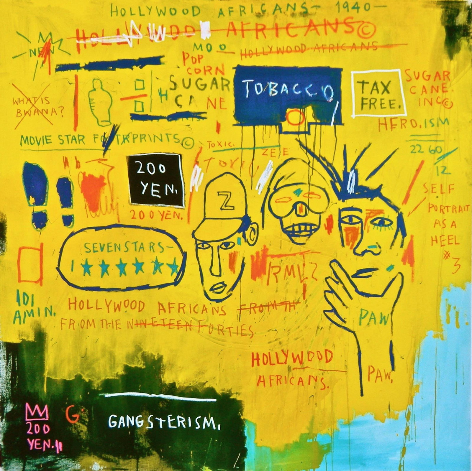 Jean-Michel Basquiat, Hollywood Africans, Official Edition Archival Pigment Print: Archival pigment print on semi-gloss archival paper. Paper Size: 24 x 24 inches. Inscription: Unsigned and unnumbered, as issued. Condition: Excellent. Notes: Licensed by Artestar, New York; published