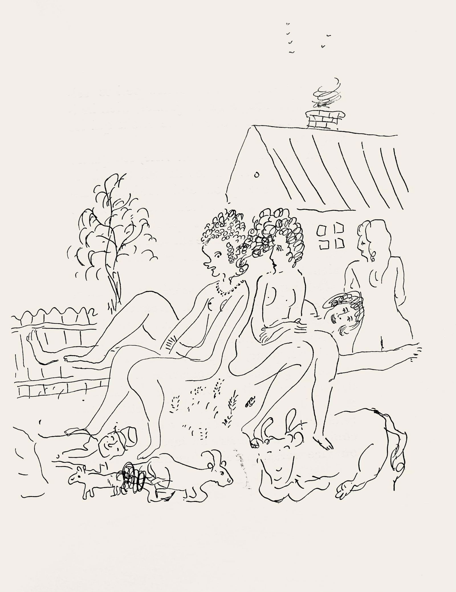 Marc Chagall, Composition, Suite Provinciale avec 92 dessins inedits de Marc Chagall, Limited: Lithograph on velin de Rives paper. Unsigned and unnumbered, as issued. Paper Size: 9.75 x 7.5 inches. Excellent condition, with text on verso, as issued. Notes: From the album, Suite Provinciale