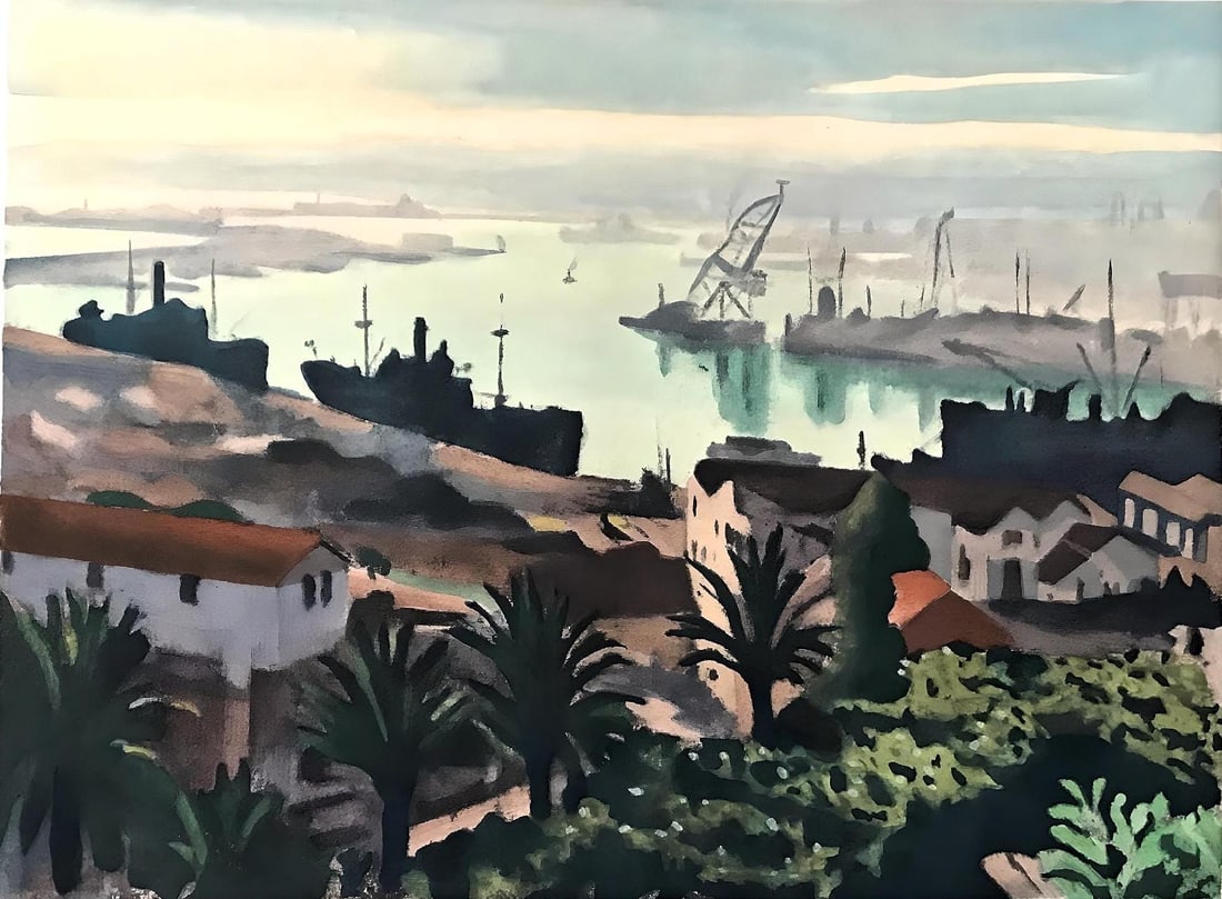 Albert Marquet, Composition, Presence de Marquet, Limited Edition Lithograph: Lithograph on velin d'Arches paper. Unsigned and unnumbered, as issued. Paper Size: 13.18 x 20.10 inches. Excellent condition, with centerfold, as issued. Notes: From the album, Presence de Marquet, 1