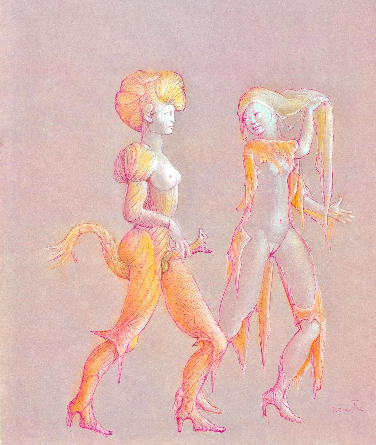 Leonor Fini, Composition, Fruits de la Passion, XXe siecle, Limited Edition Heliogravure: Heliogravure on velin de Rives pur chiffon paper, manufactured by Les papeteries de Rives, Voiron, France. Paper Size: 16.93 x 14.17 inches. Inscription: Signed in the plate and unnumbered, as issued.