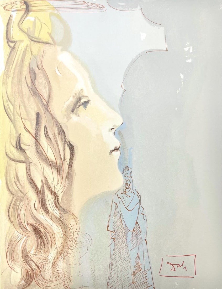 Salvador Dali, Paradies VIII (Michler/Lopsinger 1039-1138; Field 189-200), Die Gottliche Komodie,: Woodcut in colors on velin de Rives BFK paper, mounted on velin d'Arches support, as issued. Paper size: 13 x 10.375 inches. Inscription: Signed in the block, and unnumbered, as issued. Catalogue rais