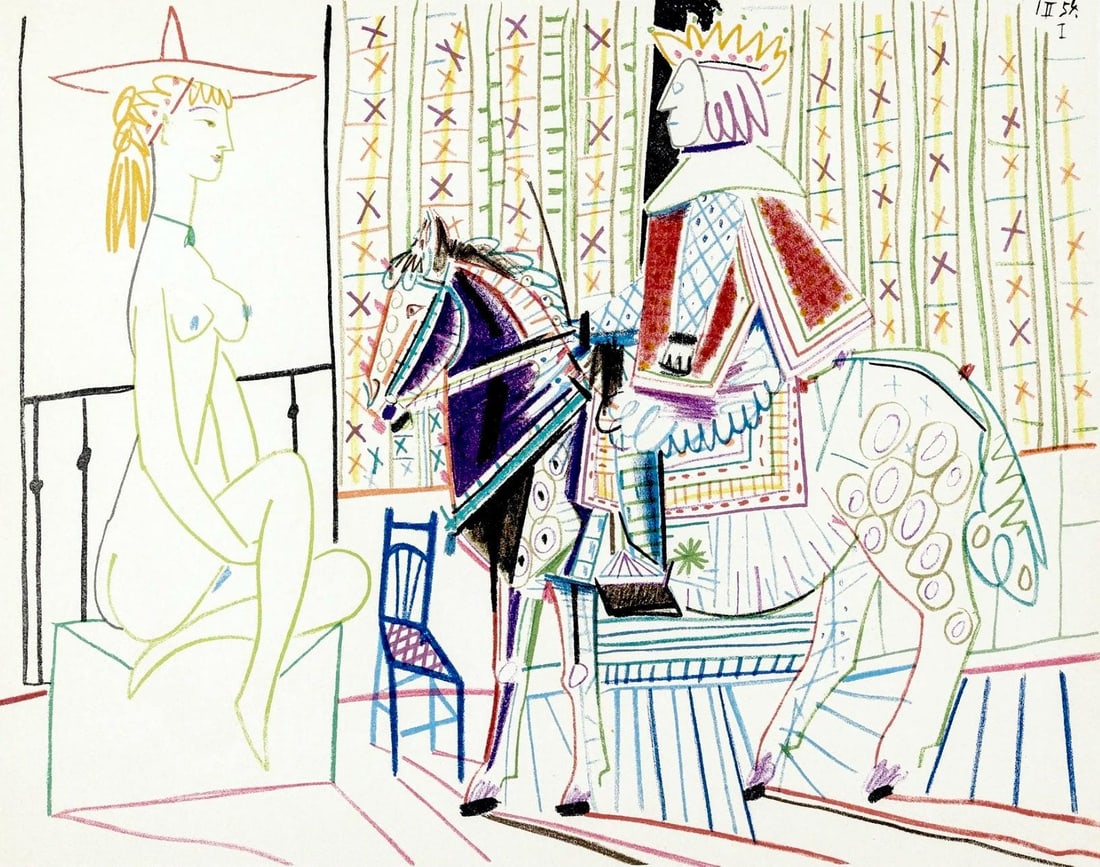 Pablo Picasso, Composition, La Comedie Humaine, Verve, Revue Artistique et Litteraire, Limited: Lithograph on velin des Papeteries du Marais paper. Paper Size: 10.25 x 14 inches. Inscription: Unsigned and unnumbered, as issued. Condition: Very good/excellent, consistent with age. Notes: From