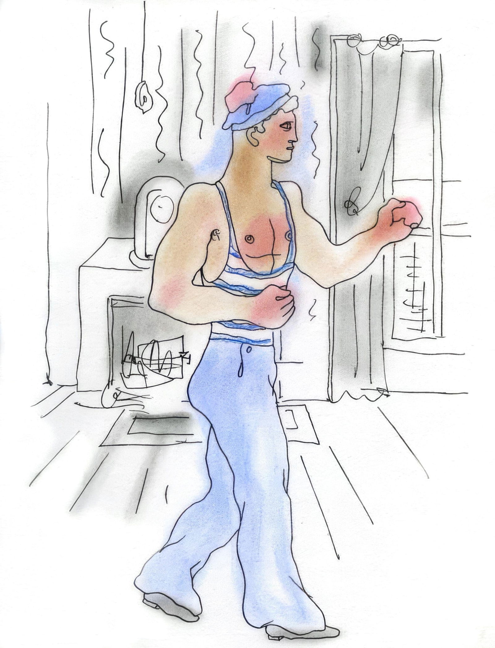 Jean Cocteau, Untitled, from The White Book, Limited Edition Lithograph and Pochoir, 1930: Jean Cocteau (1889-1963); Sans titre (Untitled), 1930. Lithograph and pochoir with hand coloring on velin d'Arches paper. Paper size 11.81 x 9.06 inches. Unsigned and unnumbered, as issued. Printed by