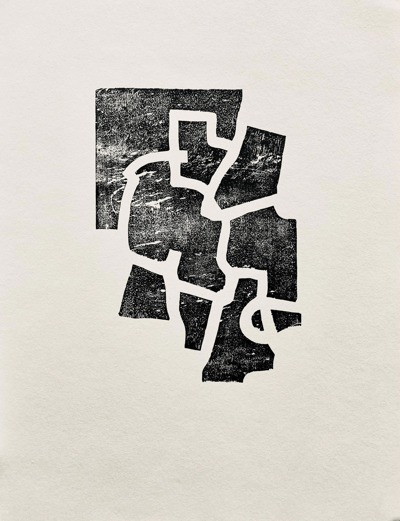 Eduardo Chillida, Composition, Derriere le miroir, Limited Edition Woodcut: Woodcut on velin paper. Paper size: 15 x 11 inches. Excellent condition. Inscription: Unsigned and unnumbered, as issued. Notes: From Derriere le miroir, N deg 174, 1968. Published by Aime Maeght, Edi