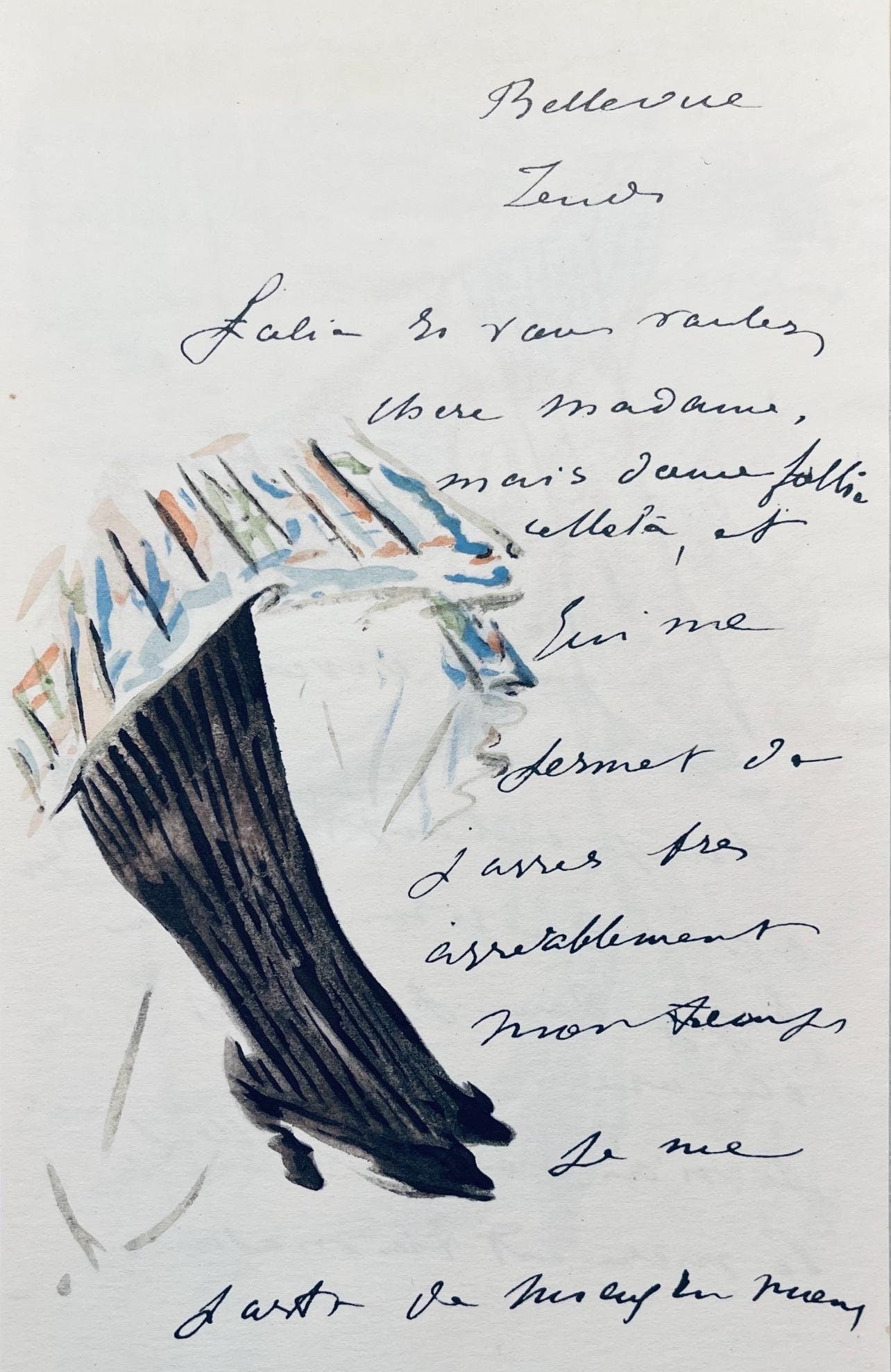 Edouard Manet, Composition, Edouard Manet, Letters with Aquarelles, Limited Edition Lithograph (1 of 4)