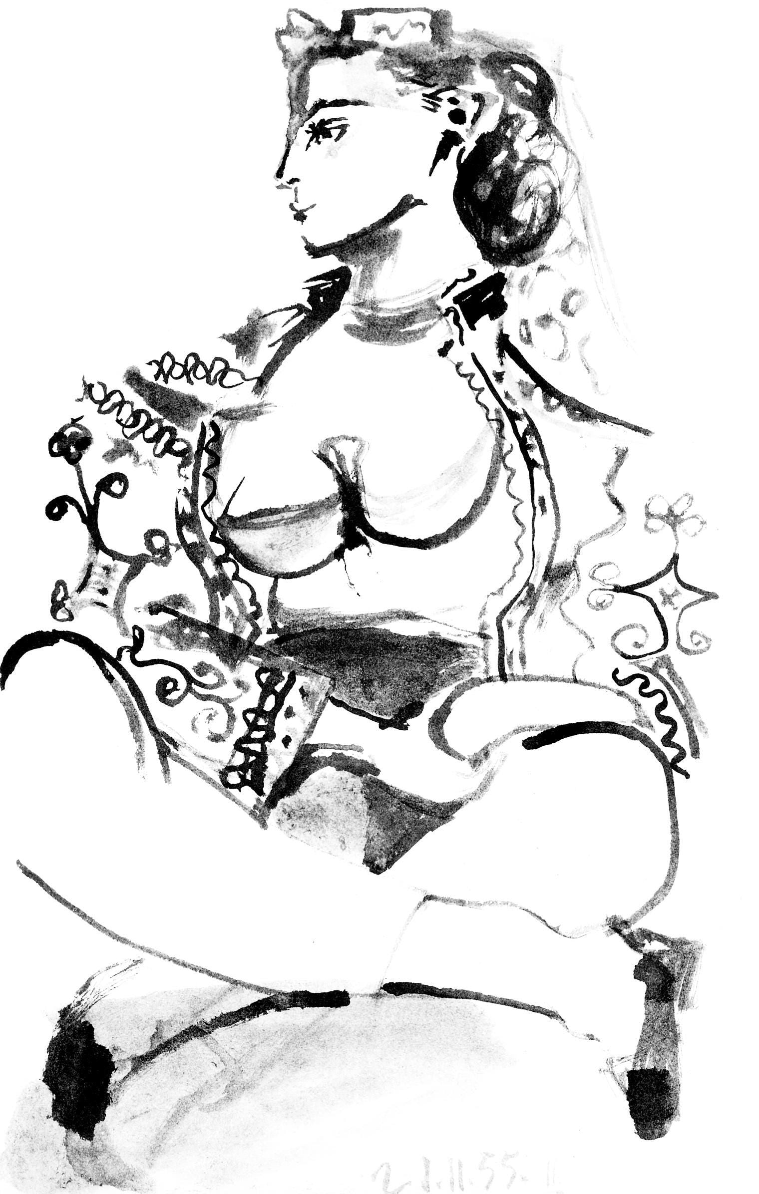 Pablo Picasso, Composition (Cramer 101), Carnet de la Californie, Limited Edition Collotype: Collotype on velin d'Arches paper. Paper size: 16.5 x 10.375 inches. Inscription: Unsigned and unnumbered, as issued. Catalogue raisonne reference: Goeppert, Sebastian, et al. Pablo Picasso, the Illus