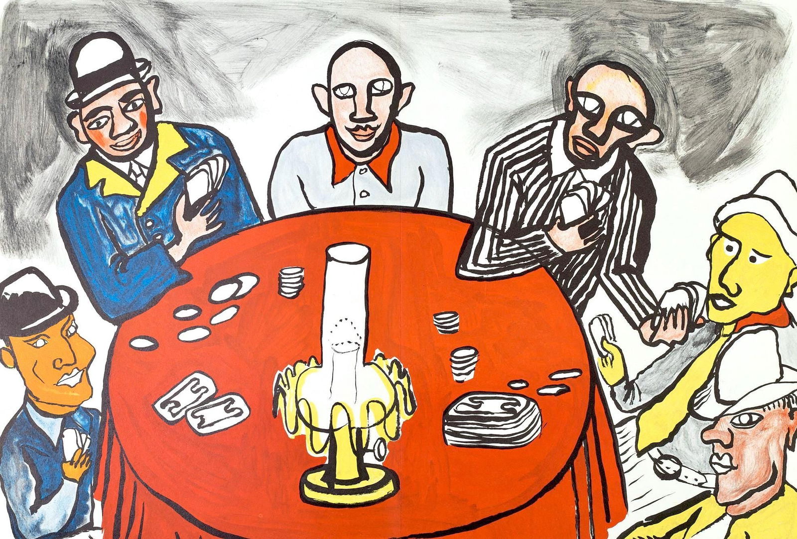 Alexander Calder, Joueurs de cartes III, Derriere le miroir, Limited Edition Lithograph: Lithograph on velin paper. Paper Size: 15 x 22 inches, with centerfold, as issued. Inscription: Unsigned and unnumbered, as issued. Condition: Very good/excellent, consistent with age. Notes: From the