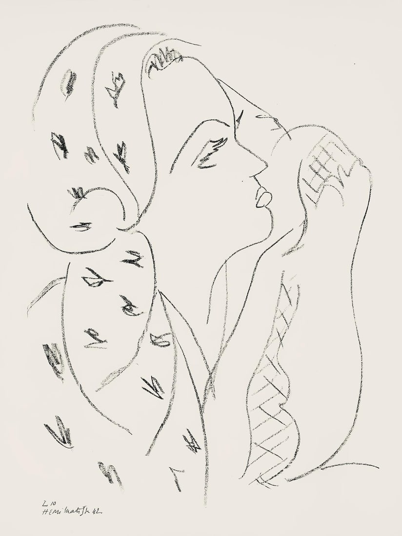 Henri Matisse, Serie L, var. 10 (Duthuit 9), Henri Matisse, Dessins, Themes et variations, Limited: Lithograph on velin pur fil paper. Paper Size: 12.875 x 9.625 inches. Excellent condition. Inscription: Signed in the plate and unnumbered, as issued. Notes: From the folio, Henri Matisse, Dessins,