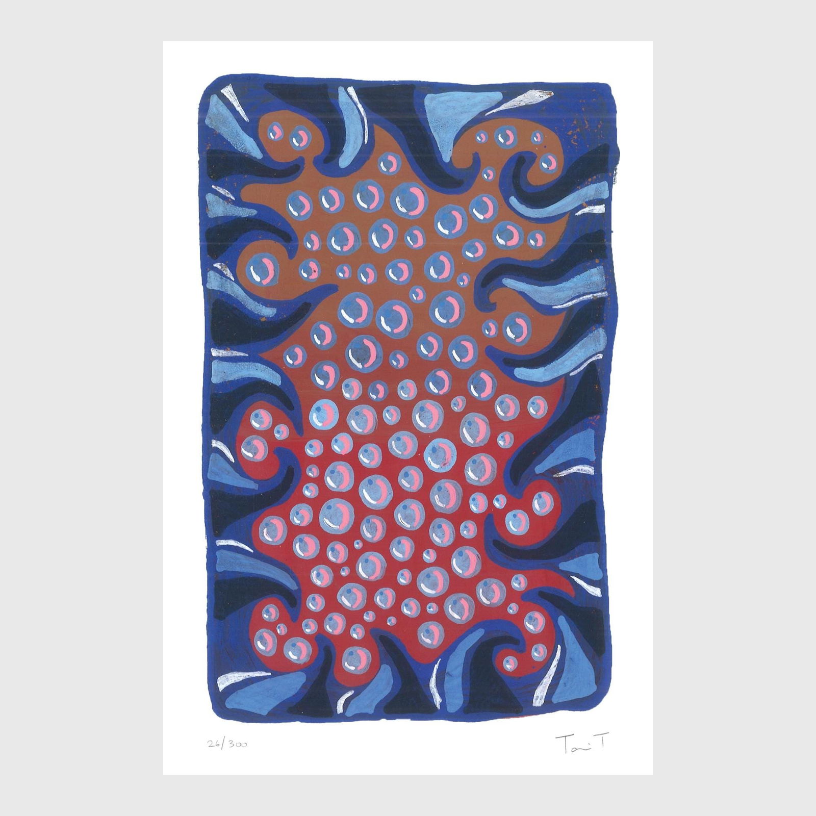 Blue Drops with Blue Dots: Artist: Tanvi Thakur (1996) Title: Blue Drops with Blue Dots, Drops With Dots Series Year: 2025 Medium: Archival Pigment Print on Paper Edition: 300 Size: 8 x 12 inches Inscription: Signed and numbere