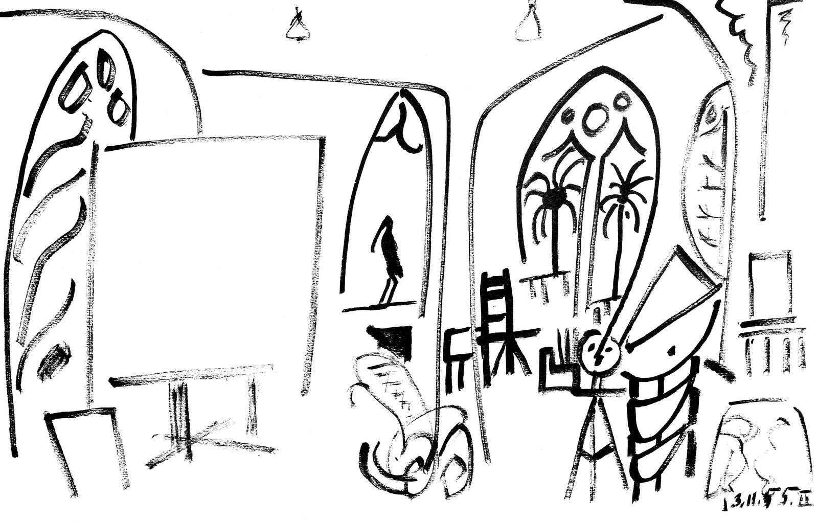 Pablo Picasso, Composition (Cramer 101), Carnet de la Californie, Limited Edition Collotype: Collotype on velin d'Arches paper. Paper size: 10.375 x 16.5 inches. Inscription: Unsigned and unnumbered, as issued. Catalogue raisonne reference: Goeppert, Sebastian, et al. Pablo Picasso, the