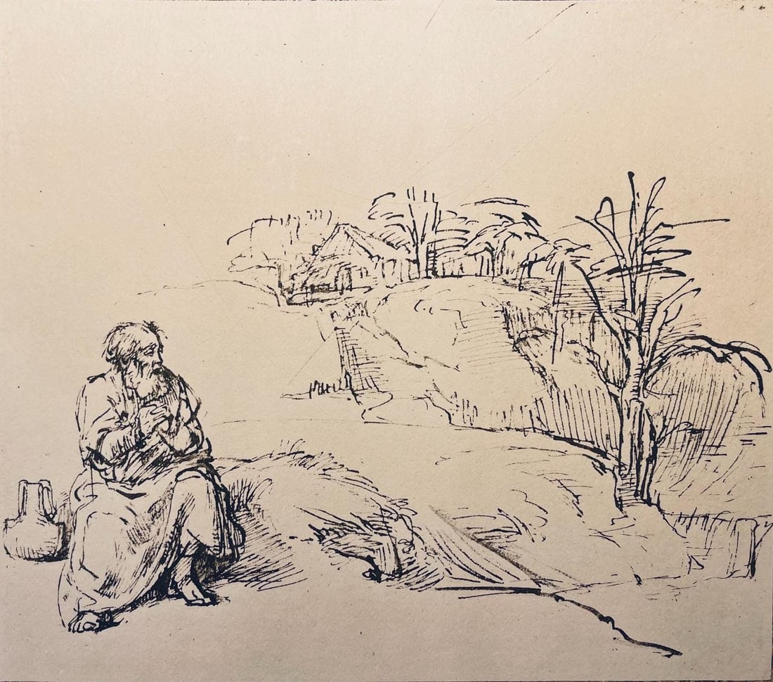 Rembrandt van Rijn, Elijah by the Brook Cherith, Limited Edition Collotype (1 of 4)