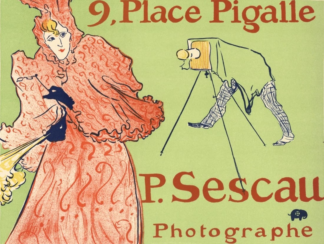 Henri de Toulouse-Lautrec, P.Sescau Photographe, Les Affiches De Toulouse-Lautrec, Limited Edition: Lithograph on grand velin Filigrane a sa marque paper. Paper size: 9.75 x 12.5 inches; image size: 8.27 x 10.63 inches. Excellent condition. Inscription: Signed in the plate and unnumbered, as issued.