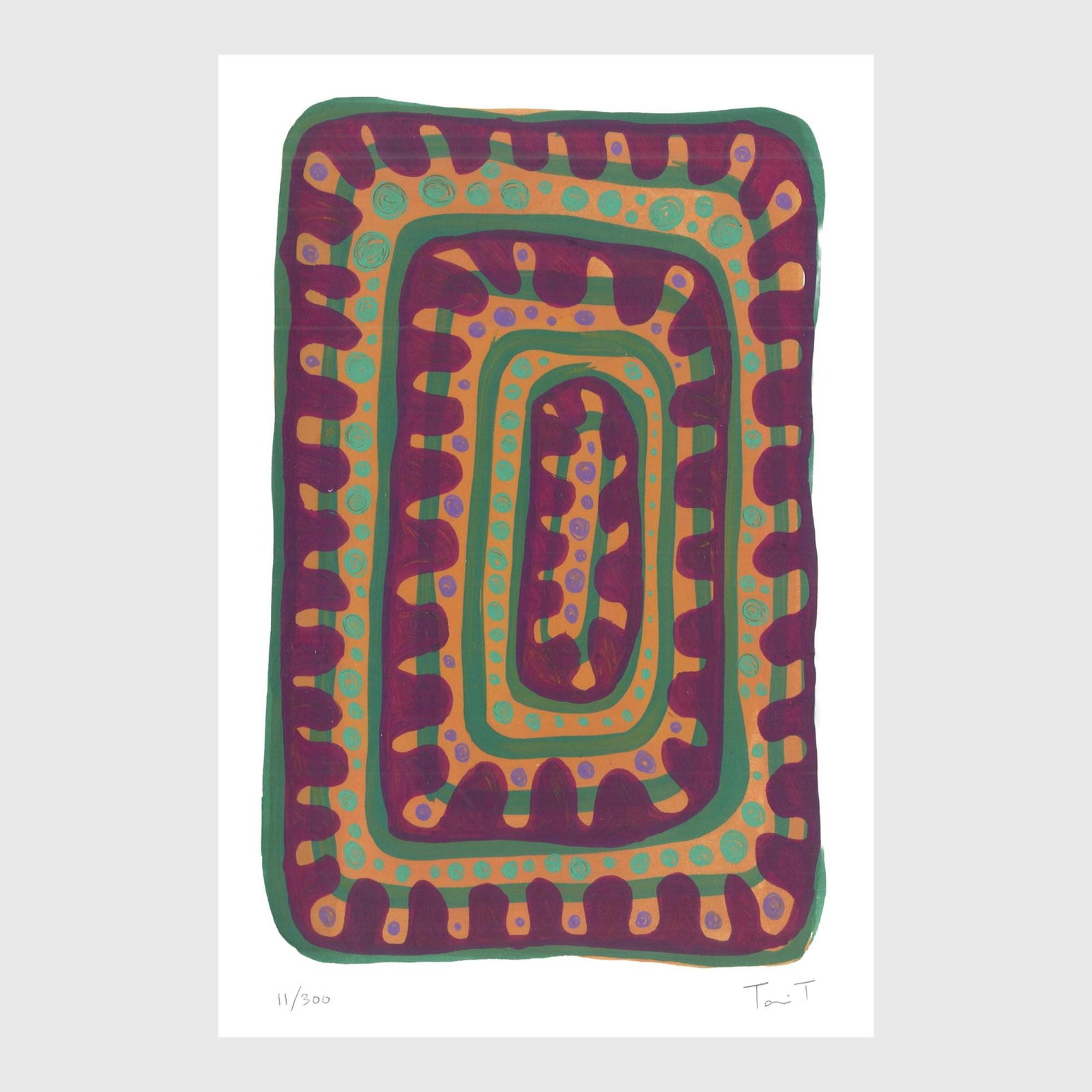 Spiral Drops with Dots: Artist: Tanvi Thakur (1996) Title: Spiral Drops with Dots, Drops With Dots Series Year: 2025 Medium: Archival Pigment Print on Paper Edition: 300 Size: 8 x 12 inches Inscription: Signed and numbered b