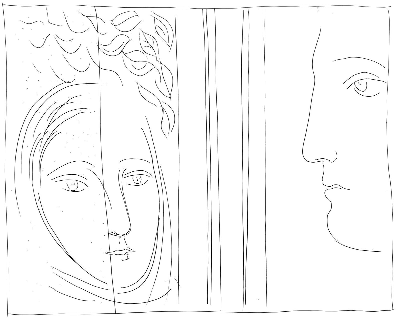 Pablo Picasso, Profil et tete de femme, Les Metamorphoses, Limited Edition Lithograph: Lithograph on velin papier Verge fin blanc des papeteries de Bellerive paper. Paper size: 11.02 x 8.66 inches; image size: 4.4 x 5.5 inches. Inscription: Unsigned and unnumbered, as issued. Condition: