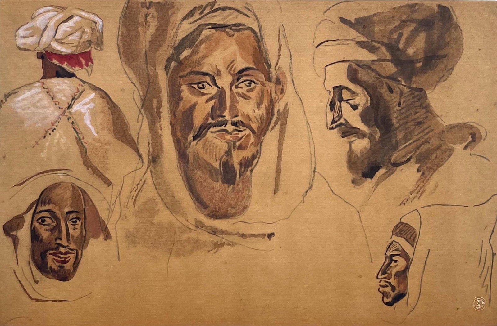 Eugene Delacroix, Composition, Trente et un Dessins et Aquarelles du Maroc, Limited Edition: Lithograph and stencil on fine velin paper, mounted on archival mat-board, as issued. Mat-board size: 14.674 x 19.56 inches. Excellent condition. Unsigned and unnumbered, as issued. Notes: From the fo