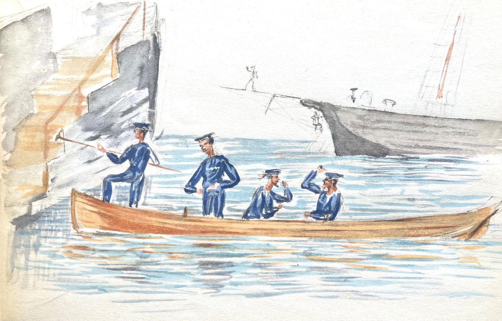 Henri de Toulouse-Lautrec, Composition, Toulouse-Lautrec, Album De Marine, Limited Edition: Lithograph and stencil on Papeteries de Rives paper. Paper size: 5.71 x 8.86 inches. Excellent condition. Inscription: Unsigned and unnumbered, as issued. Notes: From the album, Toulouse-Lautrec Album