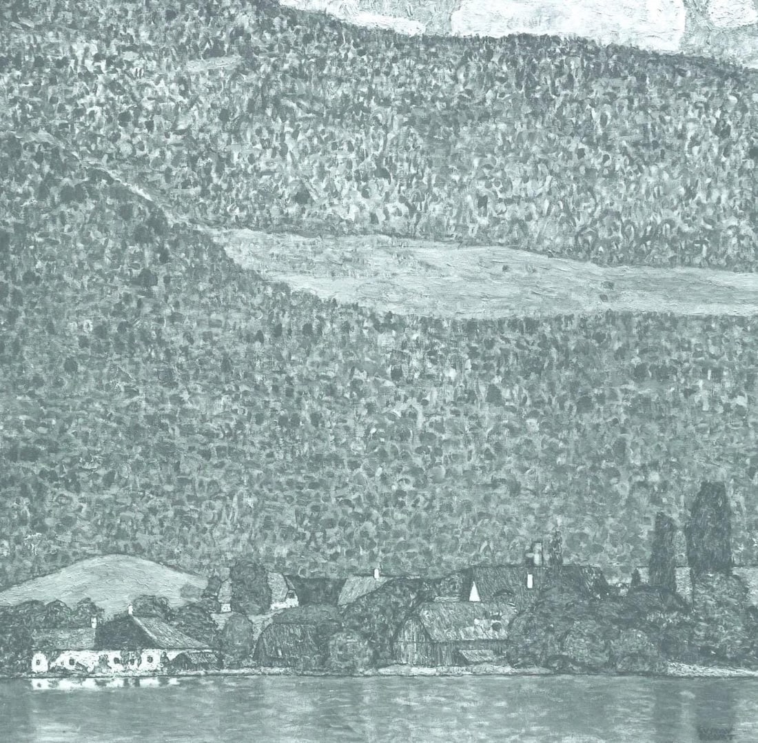 Gustav Klimt, Unterach am Attersee, from Eine Nachlese, Limited Edition Heliogravure and Collotype,: Heliogravure and collotype on velin paper. Paper size: 18.86 x 17.91 inches, overall; 11.89 x 12.01 inches, image size. Inscription: Signed in the plate, and unnumbered, as issued. Condition: Very goo