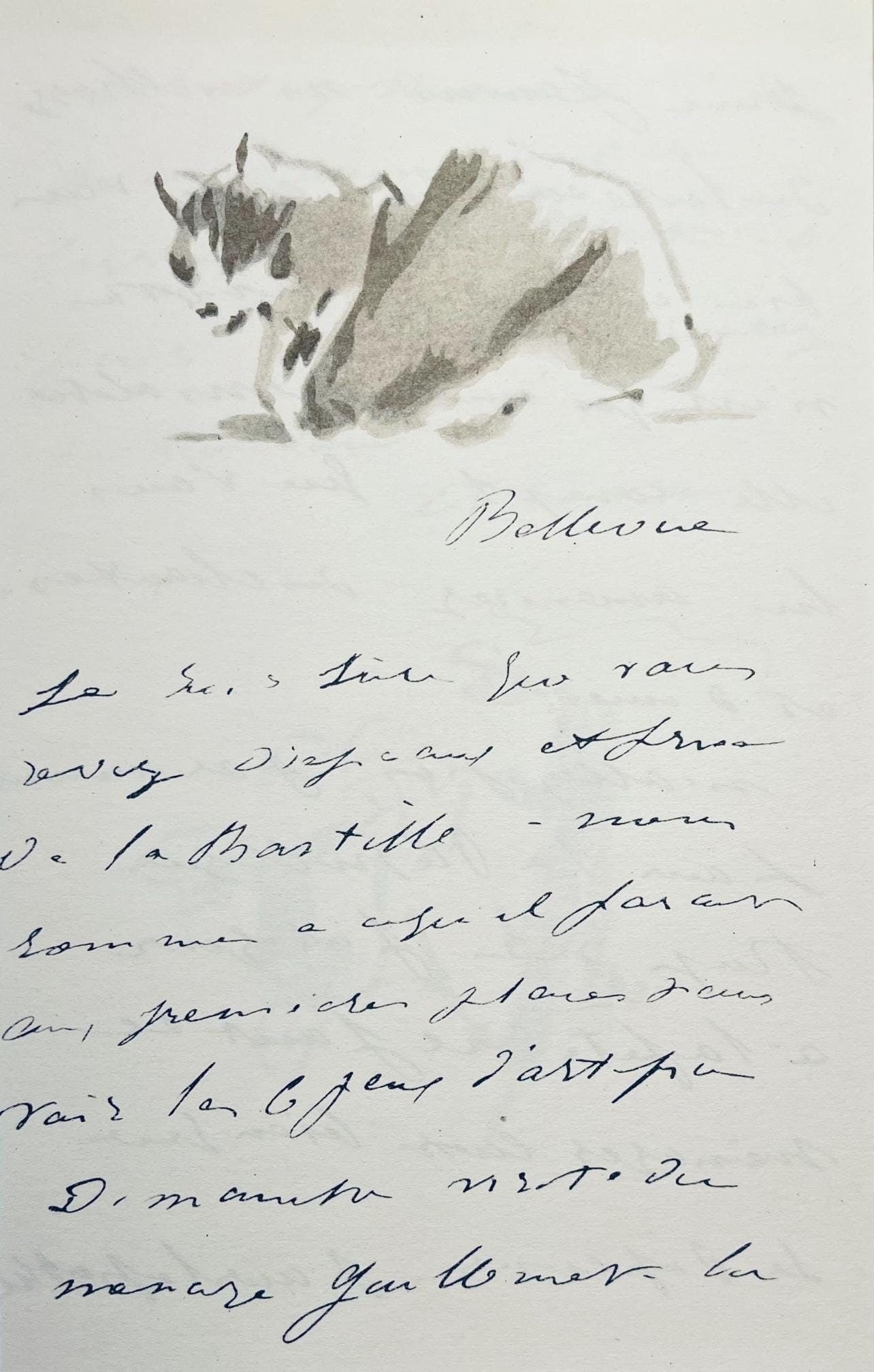 Edouard Manet, Composition, Edouard Manet, Letters with Aquarelles, Limited Edition Lithograph: Lithograph and stencil on velin Foreign Affairs paper mounted on Foreign Affairs museum board, as issued. Paper Size: 10 x 7 inches. Excellent condition. Inscription: Unsigned and unnumbered, as issue