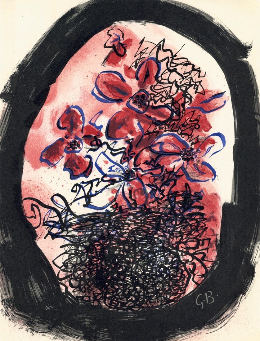 Georges Braque, Composition, Braque Lithographe, Limited Edition Lithograph: Lithograph on velin paper. Paper Size: 12.5 x 9.5 inches. Excellent condition. Inscription: Unsigned and unnumbered, as issued. Notes: From the volume, Braque Lithographe, 1963. Published by Fernand M