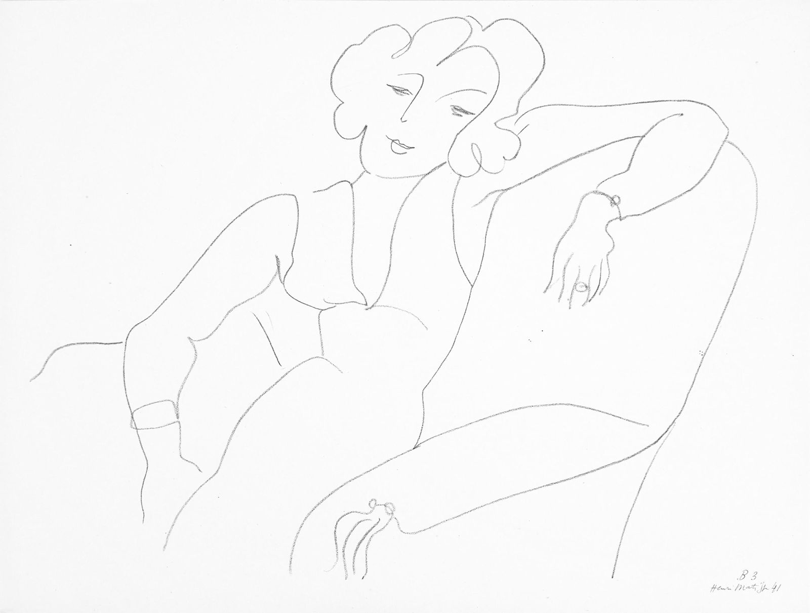 Henri Matisse, Serie B, var. 3 (Duthuit 9), Henri Matisse, Dessins, Themes et variations, Limited: Lithograph on velin pur fil paper. Inscription: Signed in the plate and unnumbered, as issued. Paper Size: 9.625 x 12.875 inches. Catalogue raisonne references: Matisse, Henri, et al. Henri Matisse: C