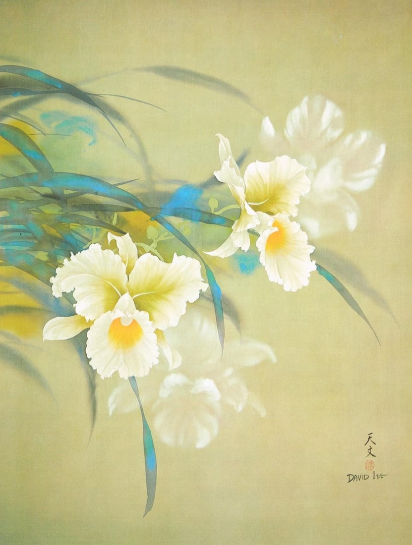 David Lee, White Orchid, Original Edition Offset Lithograph (1 of 4)