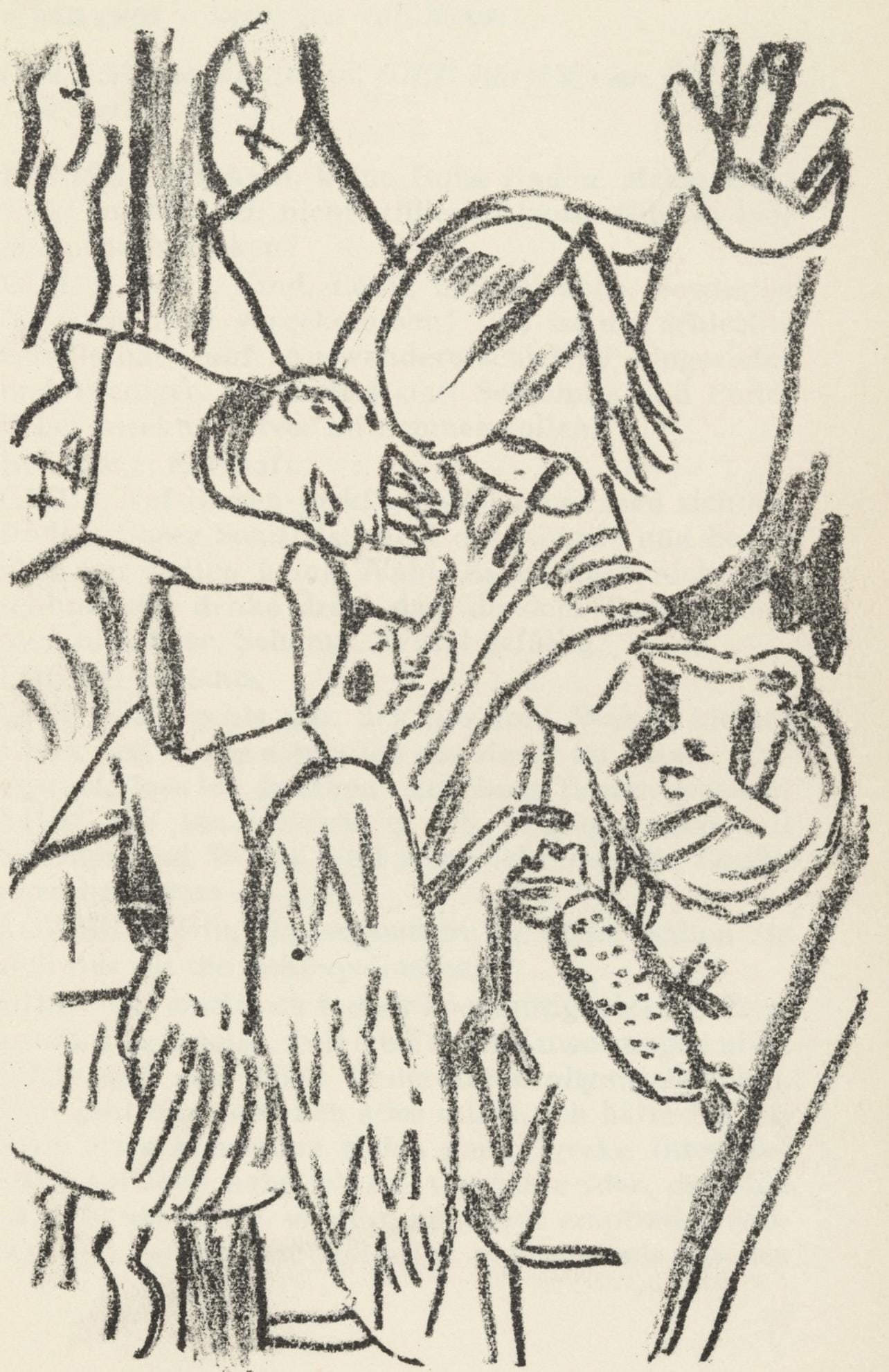 Max Beckmann, Composition (Gallwitz 286; Hofmaier 323-329; Rifkind 150 1-7), Der Mensch ist kein: Lithograph on Van Gelder Zonen Butten paper. Paper size: 8.6875 x 5.3125 inches. Excellent condition. Unsigned and unnumbered, as issued. Notes: From the album, Der Mensch ist kein Haustier, 1937. Pub