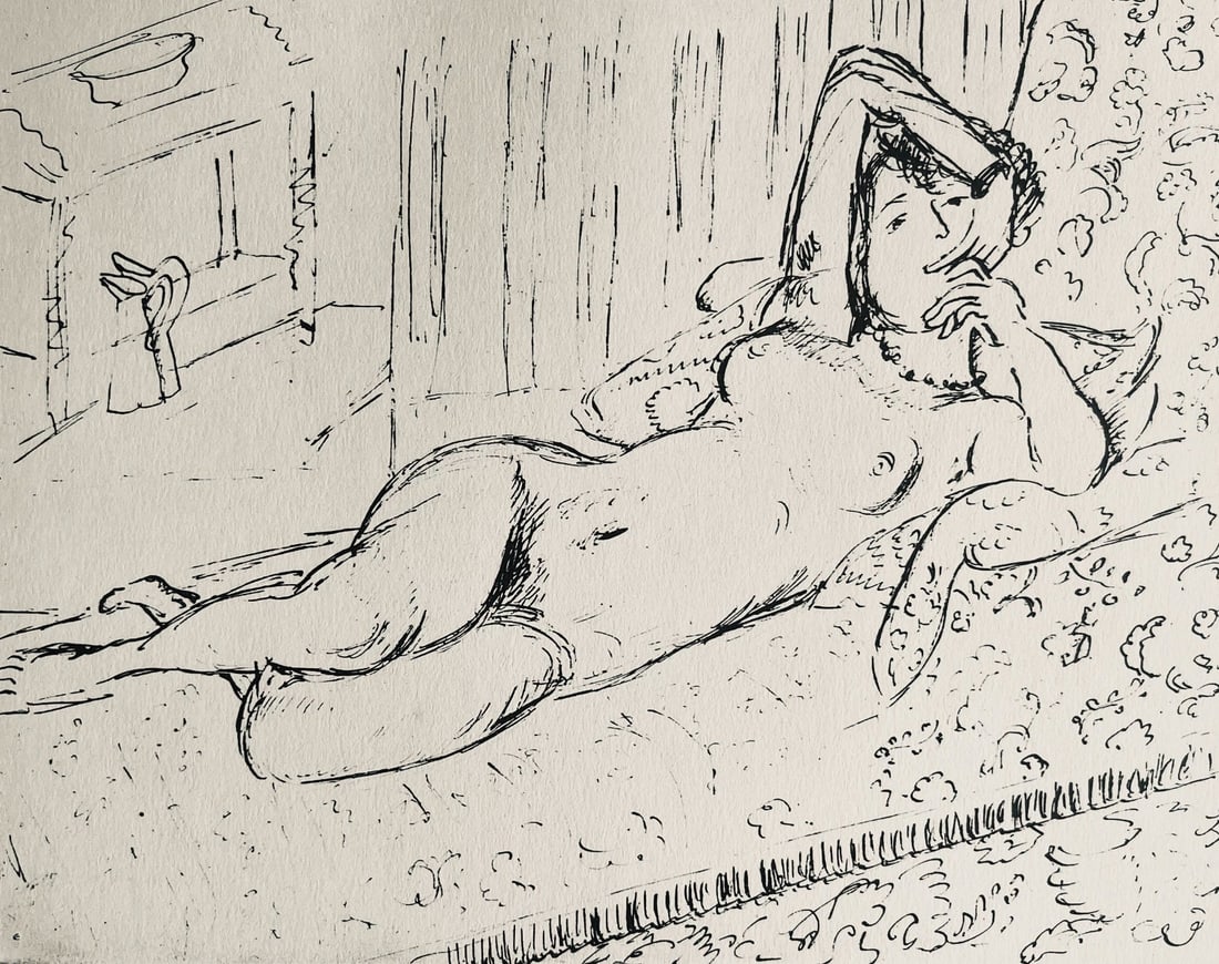 Henri Matisse, Composition (Dutel 3), Dessins de Henri-Matisse, Limited Edition Lithograph: Lithograph on velin Lafuma paper. Unsigned and unnumbered. Paper Size: 10 x 8 inches. Excellent condition. Notes: From the album, Dessins de Henri-Matisse, 1925. Published by Editions des Quatre