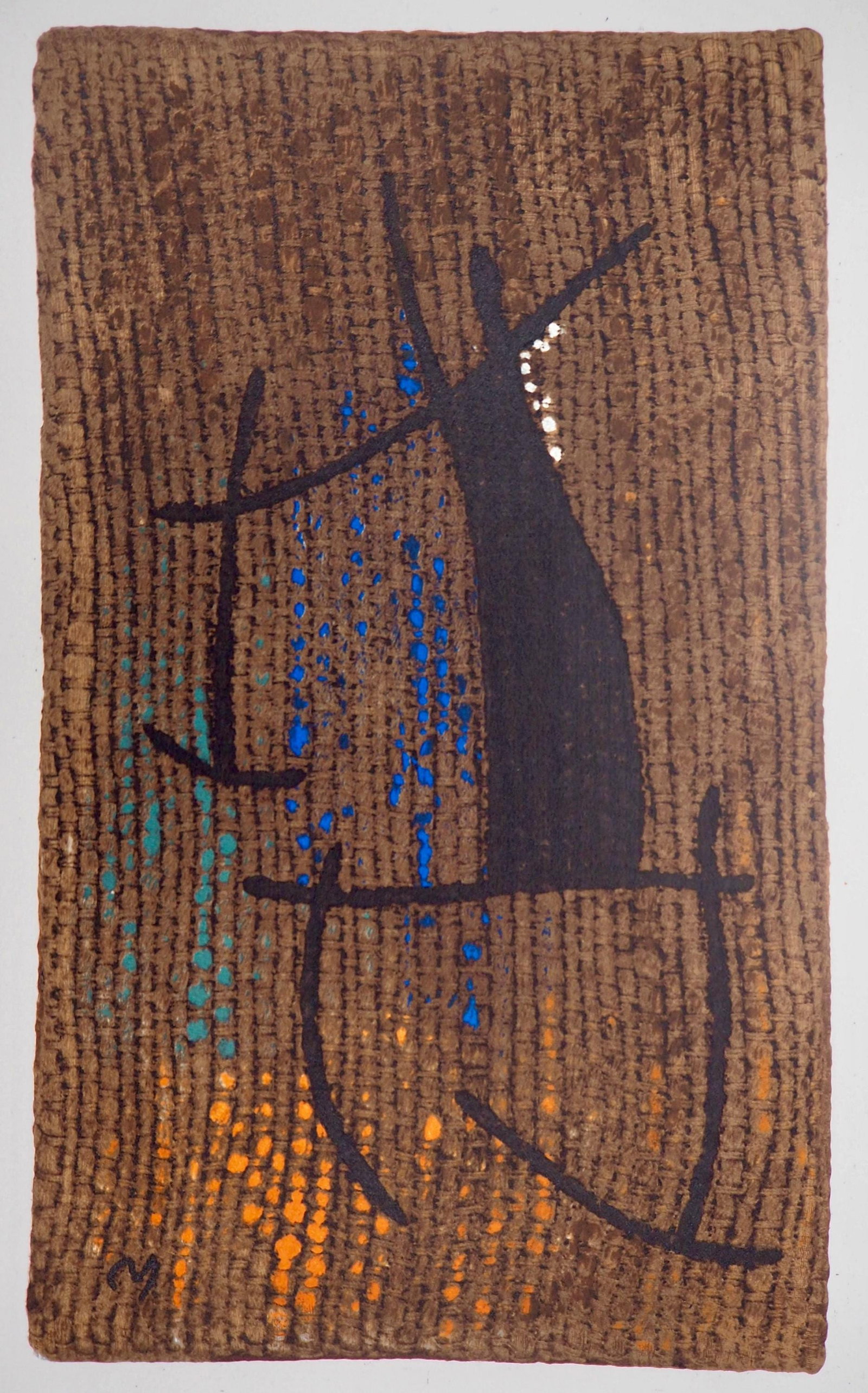 Joan Miro, Composition (Cramer 105), Femmes, Limited Edition Heliogravure: Heliogravure on velin d'Arches paper. Paper size: 22.0079 x 17.8 inches. Excellent condition. Unsigned and unnumbered, as issued. Notes: From the folio, Joan Miro, Femmes, 1965. Published by Maeght Ed