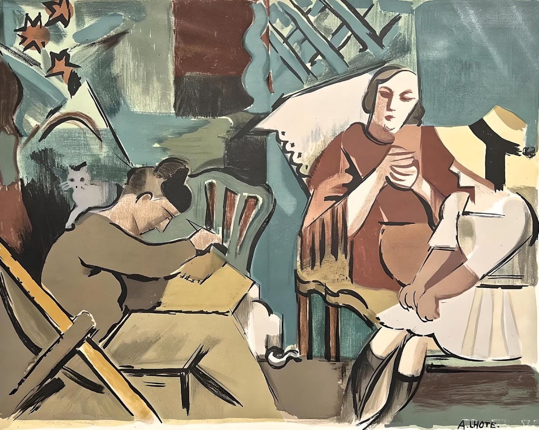 Andre Lhote, Composition, Eloge de Andre Lhote, Limited Edition Lithograph: Lithograph on velin de Rives paper. Paper size: 13.17 x 20.10 inches. Excellent condition, with centerfold, as issued. Inscription: Unsigned and unnumbered, as issued. Notes: From the album, Eloge de