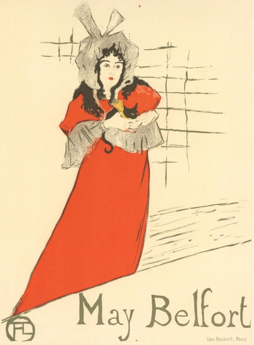 Henri de Toulouse-Lautrec, May Belfort, Les Affiches De Toulouse-Lautrec, Limited Edition Lithograph: Lithograph on grand velin Filigrane a sa marque paper. Paper size: 12.5 x 9.75 inches; image size: 10.63 x 7.87 inches. Excellent condition. Inscription: Signed in the plate and unnumbered, as issued.