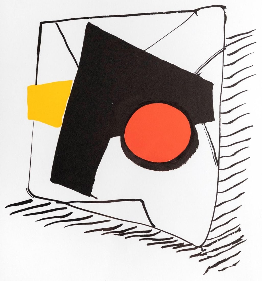Alexander Calder, Composition, Derriere le miroir, Limited Edition Lithograph: Lithograph on velin paper. Paper Size: 15 x 11 inches. Excellent condition. Inscription: Unsigned and unnumbered, as issued. Notes: From Derriere le miroir, N deg 221, 1976. Published by Aime Maeght,