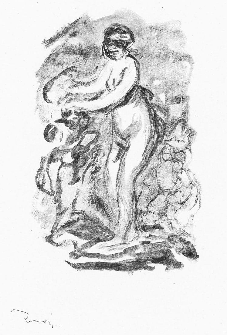 Pierre-Auguste Renoir, Femme au cep de vigne, Les Lithographies de Renoir, Limited Edition: Lithograph on grand velin Renage filigrane a la marque de l'editeur paper. Inscription: Signed in the plate and unnumbered, as issued. Paper Size: 12.5 x 9.5 inches; image size: 10.24 x 7.48 inches. C