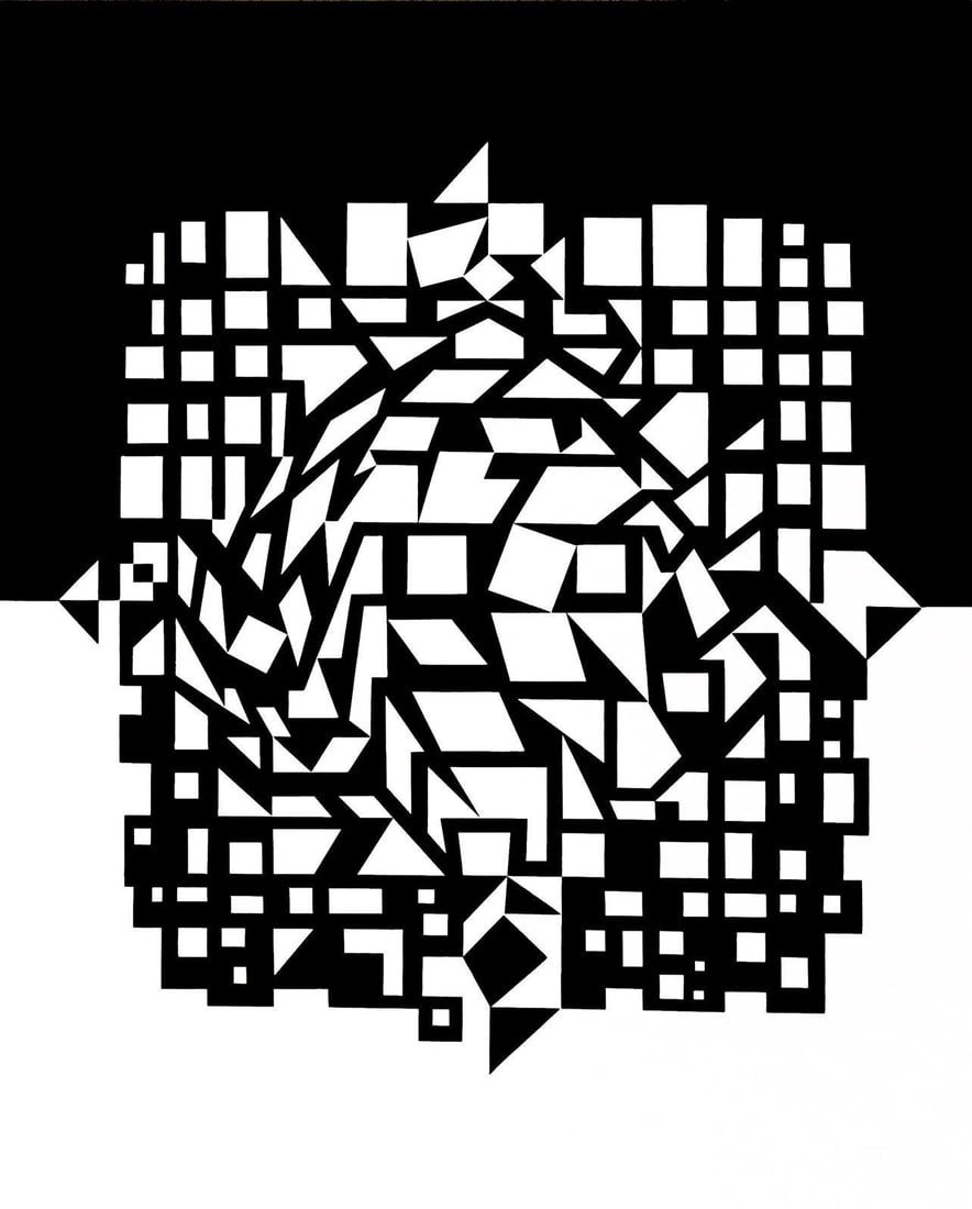 Victor Vasarely, Composition, Croisees, Limited Edition Heliogravure: Silkscreen on 280 gm M2 gloss paper. Good condition. Notes: From the folio, Croisees, 1973. Published and printed by Editions du Griffon, Neuchatel, Switzerland, 1973. VICTOR VASARELY (1908-1997)