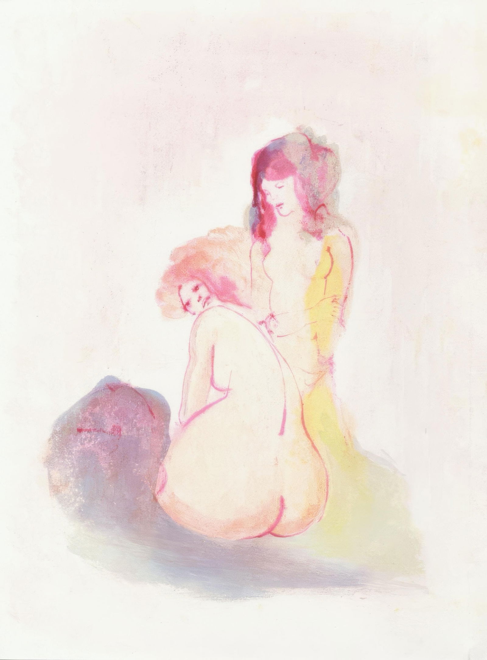 Leonor Fini, Composition, Parallelement, Limited Edition Lithograph, 1969: Lithograph on grand velin d'Arches paper. Paper size: 15.94 x 11.61 inches. Inscription: Unsigned and unnumbered, as issued. Condition: Very good/excellent, consistent with age. Notes: from the folio,