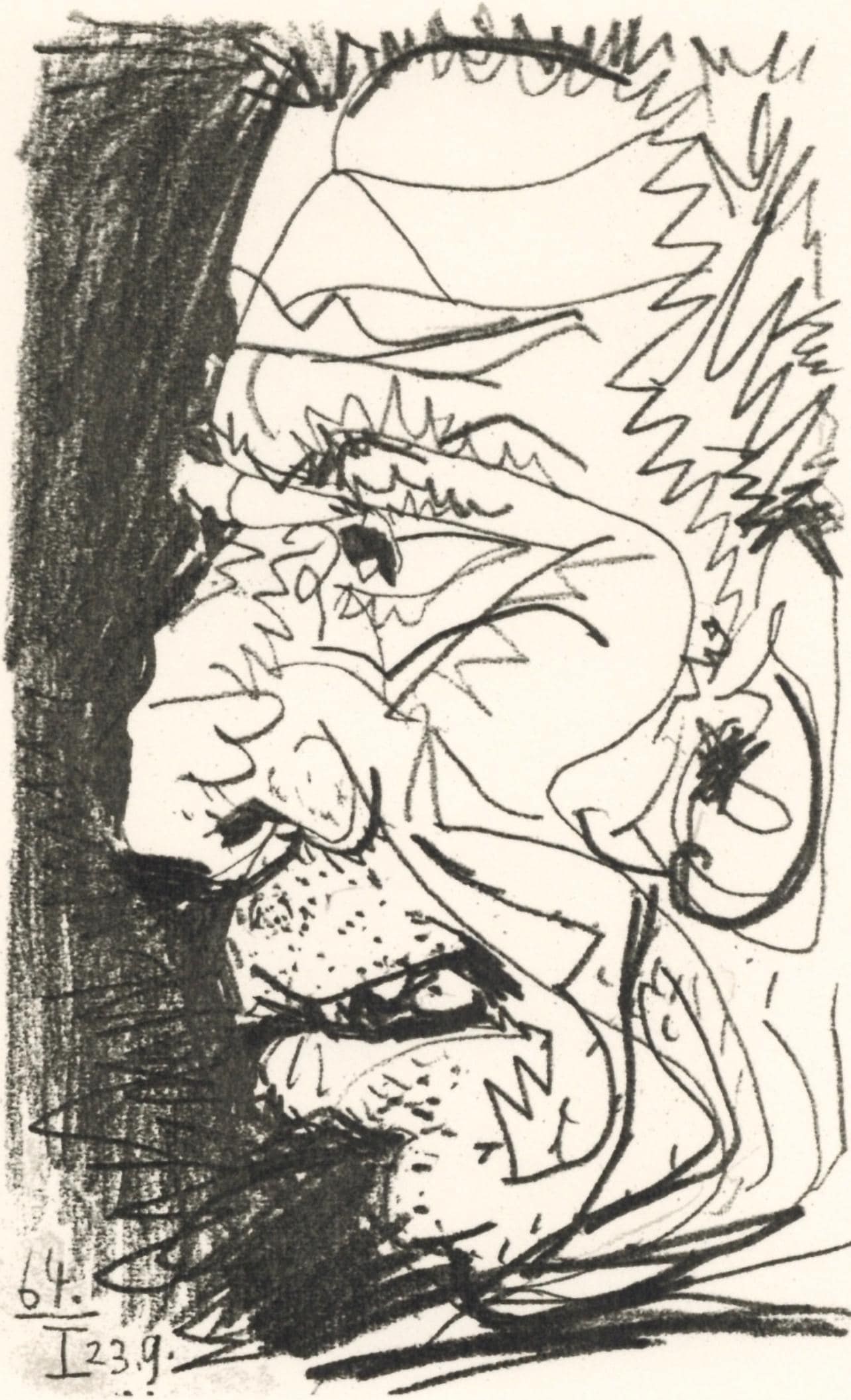 Pablo Picasso, 64.23.9. I (Cramer 148), Le Gout du Bonheur, Limited Edition Mixed Media Lithograph: Lithograph and silkscreen with grease crayon, lithographic tusche, lead pencil, charcoal on velin d'Arches paper. Paper size: 12.8 x 9.84 inches. Inscription: Unsigned and unnumbered, as issued.