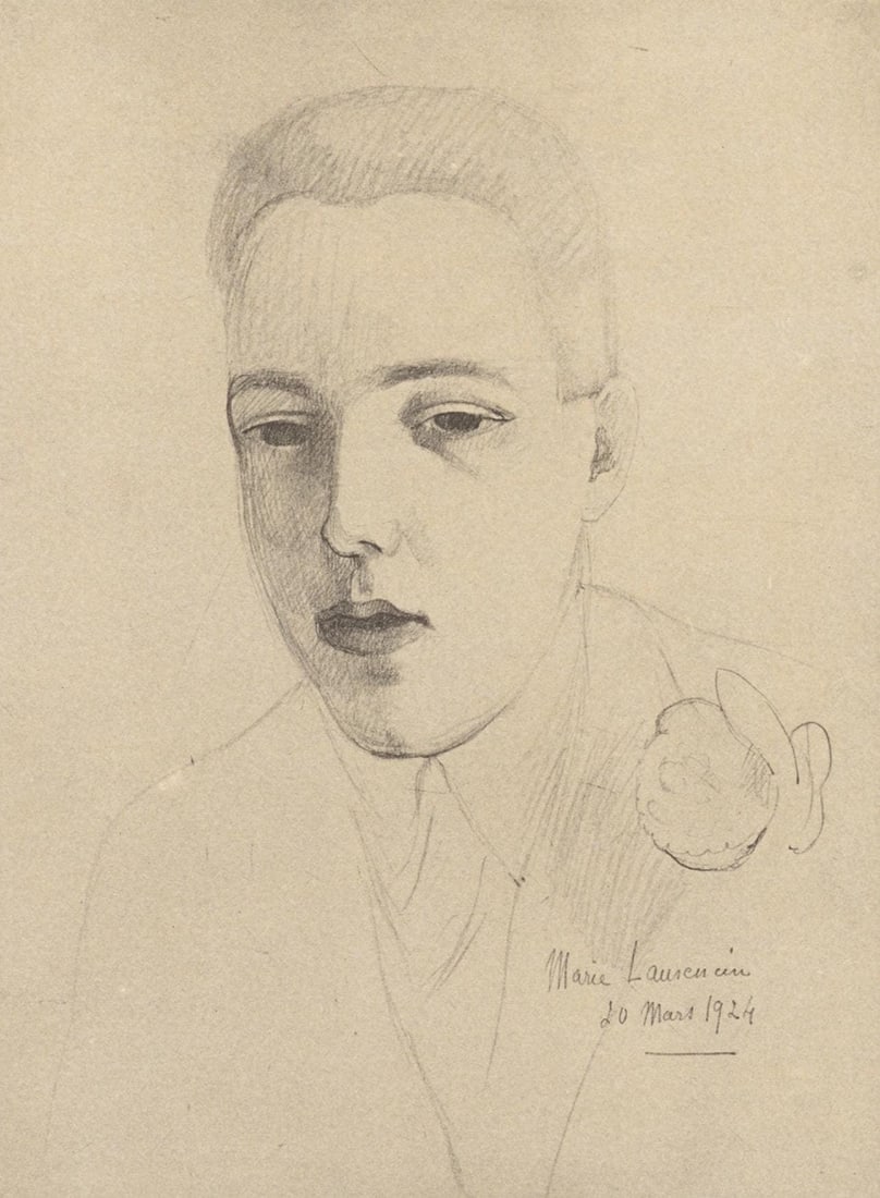 Marie Laurencin, Composition, Les Biches, Limited Edition Lithograph: Lithograph and stencil on papier velin des Manufactures d'Arches paper. Unsigned and unnumbered, as issued. Paper size: 11 x 8.875 inches. Excellent condition. Notes: From the volume, Les Biches, 1924