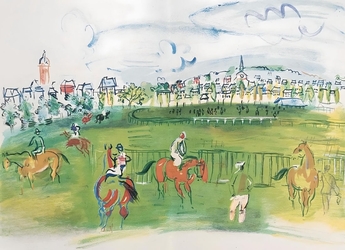 Raoul Dufy, Composition, Les Cotes Normandes, Limited Edition Lithograph: Lithograph on grand velin d'Arches special paper. Unsigned and unnumbered. Paper Size: 14.8 x 22 inches. Excellent condition with centerfold, as issued. Notes: From the folio, Les Cotes Normandes 1961