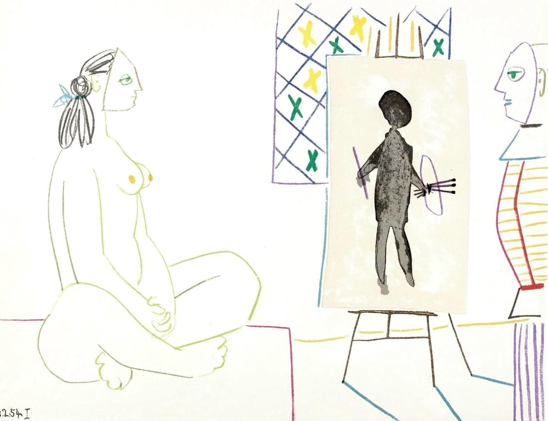 Pablo Picasso, Composition, La Comedie Humaine, Verve, Revue Artistique et Litteraire, Limited: Lithograph on velin des Papeteries du Marais paper. Paper Size: 10.25 x 14 inches. Inscription: Unsigned and unnumbered, as issued. Condition: Very good/excellent, consistent with age. Notes: From the