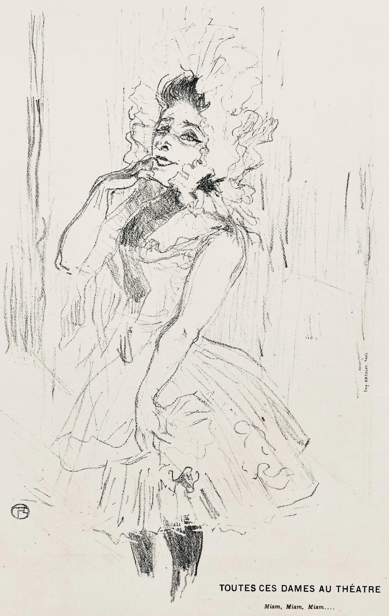 Henri de Toulouse-Lautrec, Anna Held dans Toutes ces Dames, Derriere le miroir, Limited Edition: Lithograph on velin paper. Paper size: 15 x 11 inches. Excellent condition. Inscription: Unsigned and unnumbered, as issued. Notes: From Derriere le miroir, N deg 158-159, 1966. Published by Aime Maeg