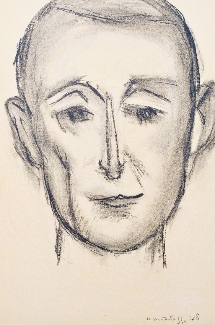 Henri Matisse, Albert Skira, Portraits par Henri Matisse, Limited Edition Heliogravure: Heliogravure on velin paper, mounted on velin paper backing sheet, as issued. Paper Size: 12 x 9.25 inches; image size: 9.05 x 5.91 inches. Inscription: Signed in the plate and unnumbered, as issued.